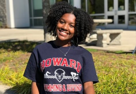 Jordan poses in her Howard gear. 