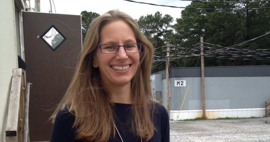 Gail Barnes pictured outside of Chamblee Charter High School.