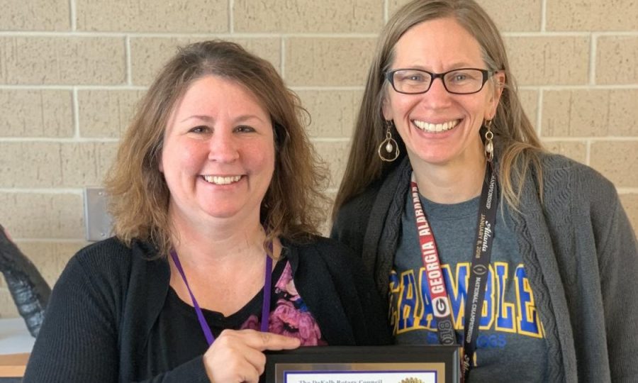 Andriano (left) poses with Chamblee Principal Gail Barnes (right).
Photo courtesy of Sam Brunson.