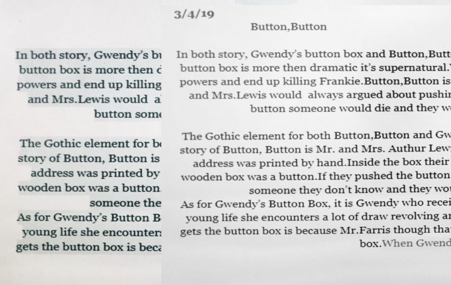 Two identical essays turned in to Fred Avett in his American Literature class.