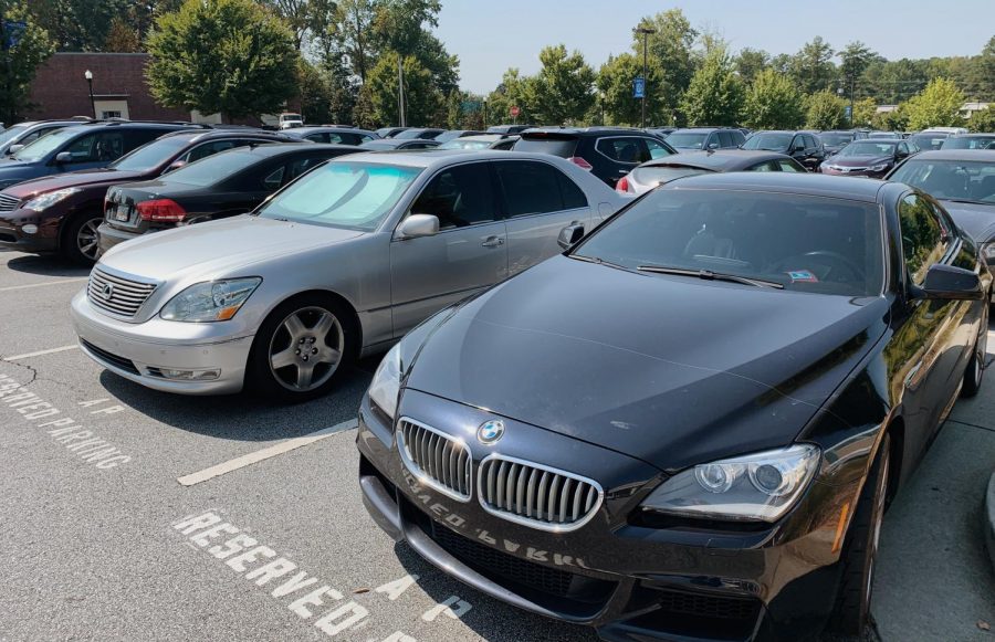 Cars parked in Chamblees main lot. 