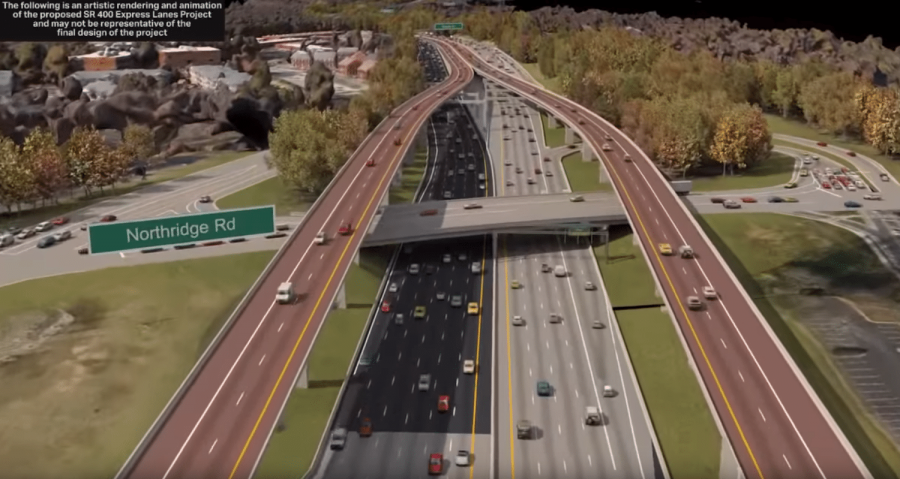 A mock-up of the overhead express lanes above GA-400, provided by the GDOT.