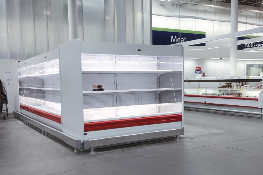 The shelves of Sams Club, amidst the COVID-19 outbreak, are emptied.