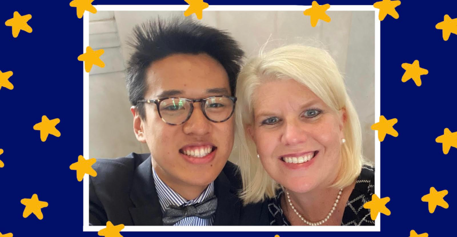 STAR student Ethan Shi and his teacher Dr. Holly Isserstedt smile for the camera.