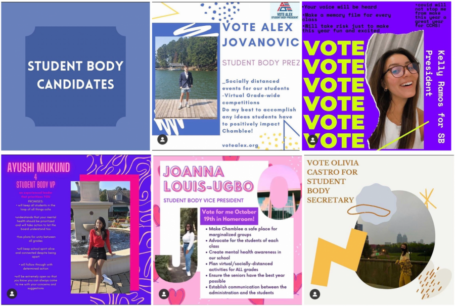 A variety of campaign posters from this years student body candidates.