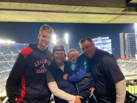 German exchange student Moritz Heyder-Rentsch (left) at an Atlanta Braves game with his host family