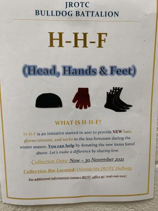 HHF posters can be seen  around school with further information