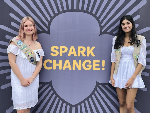 Blanck (left) and Reddy (right) at the Girl Scouts of Greater Atlanta Gold Award Ceremony at Truist Park