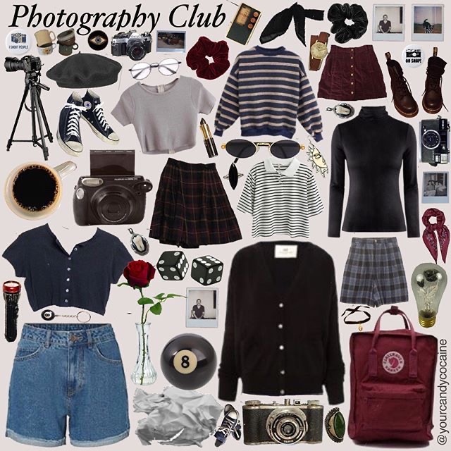 A+moodboard+showing+outfit+inspired+by+the+theme+Photography+Club