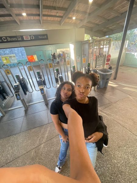 Sophia Kearns (26) and friend at the MARTA station on the way to a basketball game. Photo courtesy of Sophia Kearns. 