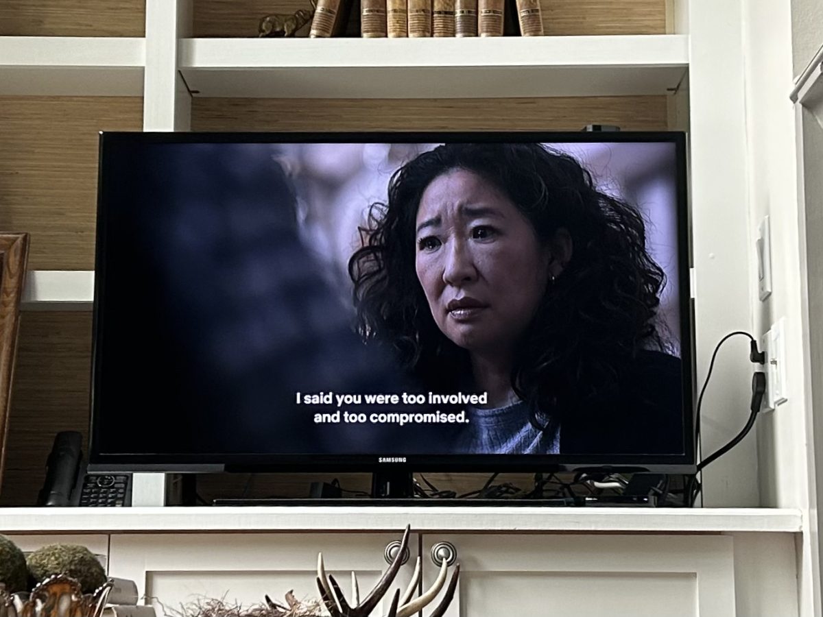 A screenshot of Sandra Oh in an episode of Killing Eve. Photo by Lauren Cisewski