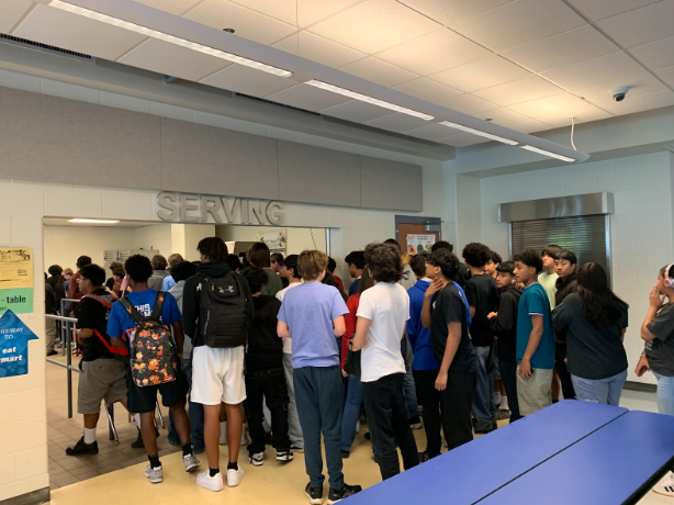 Student's crowded in their pursuit of lunch (Photo Courtesy of Tommy Liang)