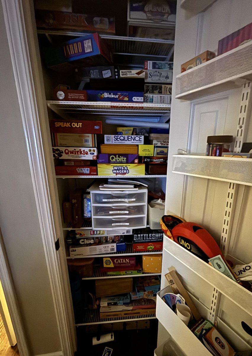 Anna Kate Flood’s game closet. Photo credits to Anna Kate Flood