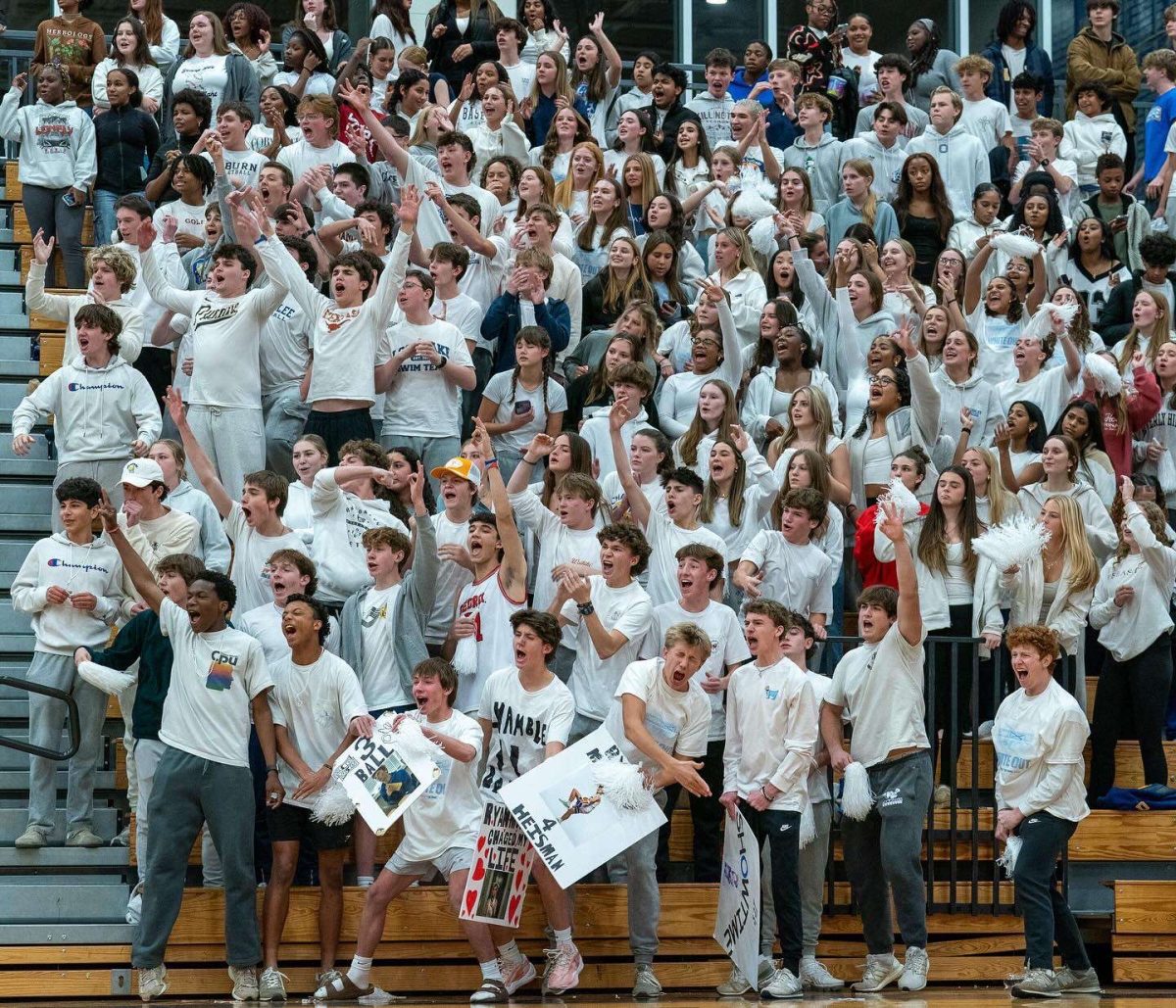 Photo Courtesy of Cooper Hill ('25). Chamblee's basketball student section during the first rivalry game of the season. 