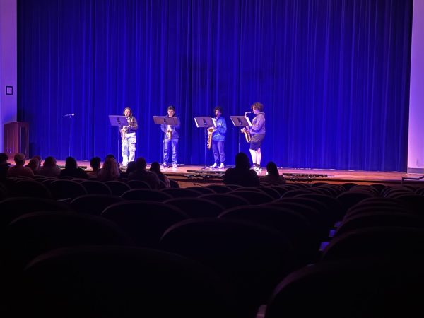 The Chamblee Saxophone Quartet performing live at the Chamblee Talent Show. Photo Courtesy of Finley Malone.