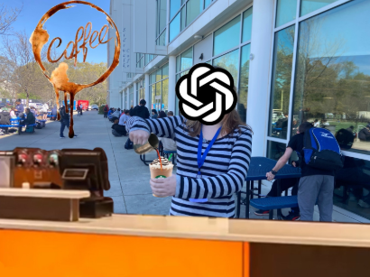 An AI working as a barista (Photo Courtesy of Dev Fagan)