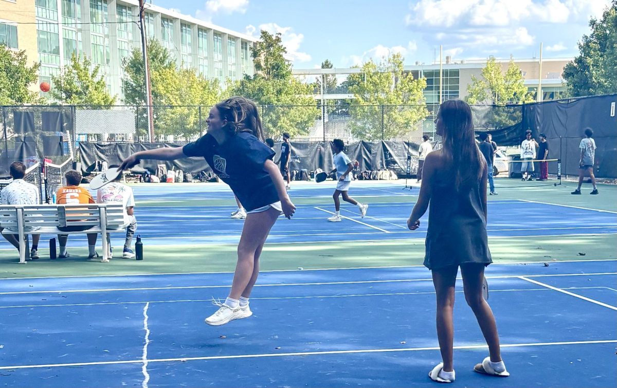 The Chamblee Pickleball Club playing a match on the Chamblee tennis courts. Photo courtesy of Rachel Belknap.