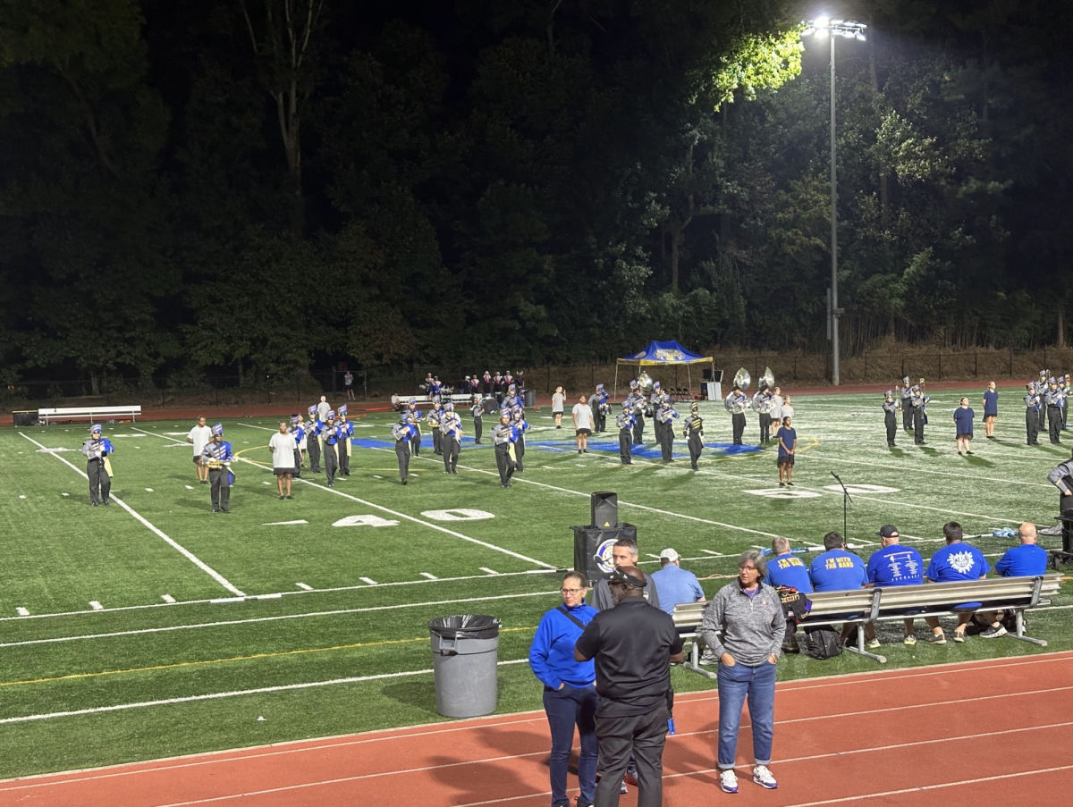 The Marching Bulldogs performing at the halftime show at North Dekalb Stadium. Photo by Michael Bryant.