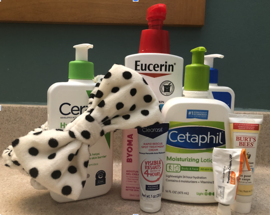 Mary Lynne Traynelis’ (‘26) skincare products. Photo by Mary Traynelis.
