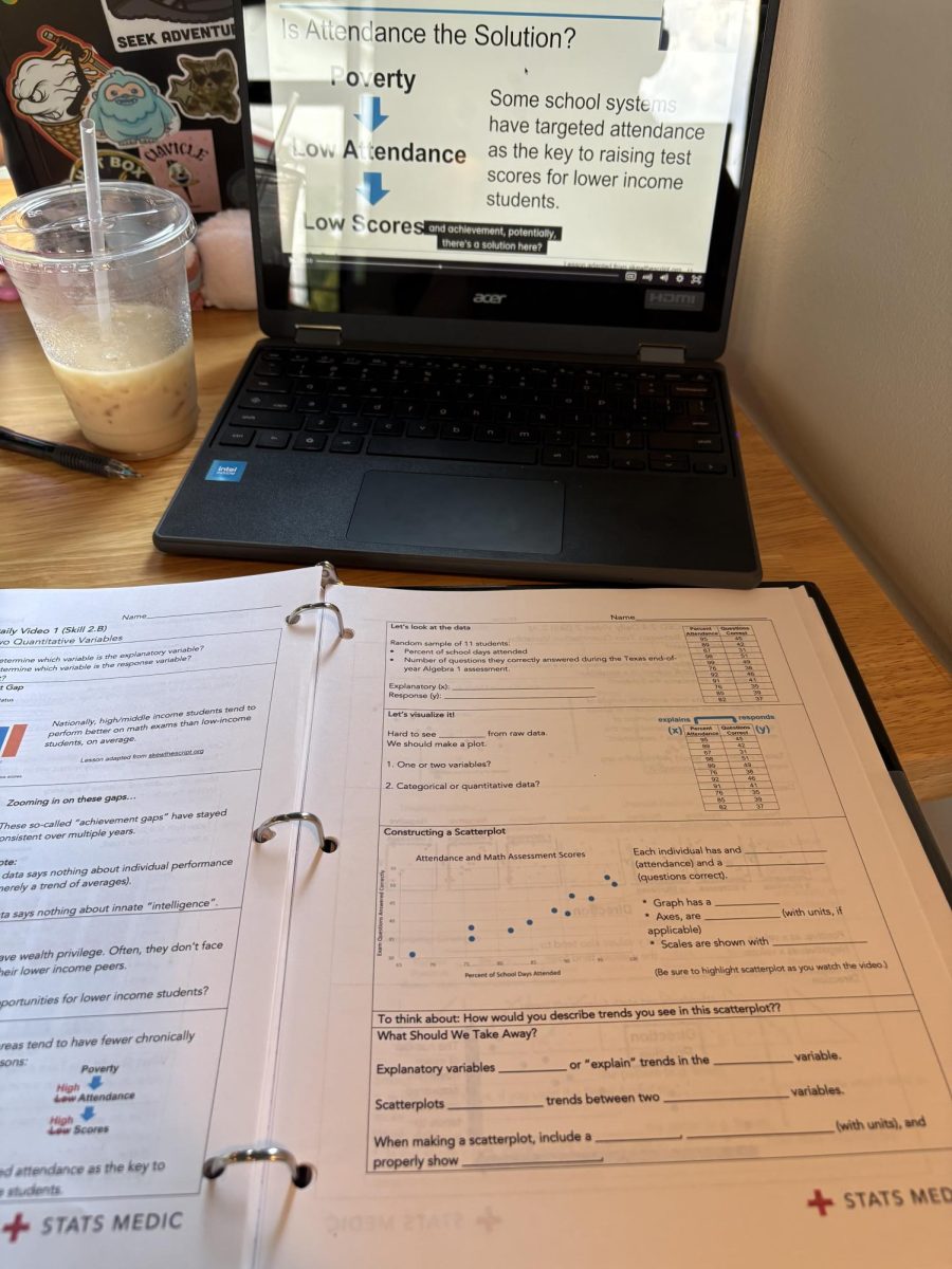Sophie Price ('26) locking in on homework at Summit Coffee in Dunwoody. Photo Courtesy of Sophie Price.