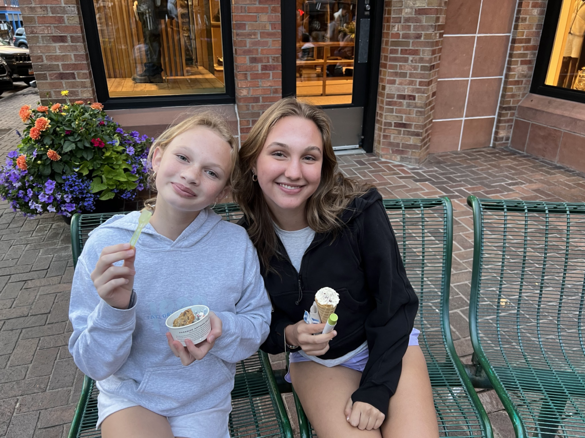 The author enjoying ice cream in Aspen, Colorado. Photo Courtesy of Sydney Moss.