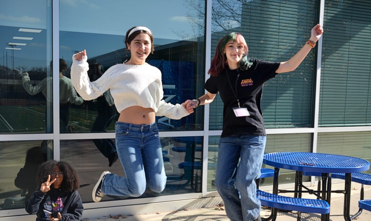 Students hyping themselves up for finals. Photo by Michael Bryant.