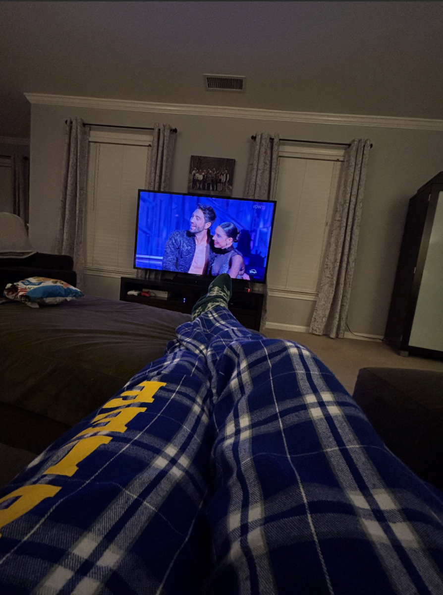 Author watching the last season of Dancing with the Stars. Photo by Rachel Belknap.