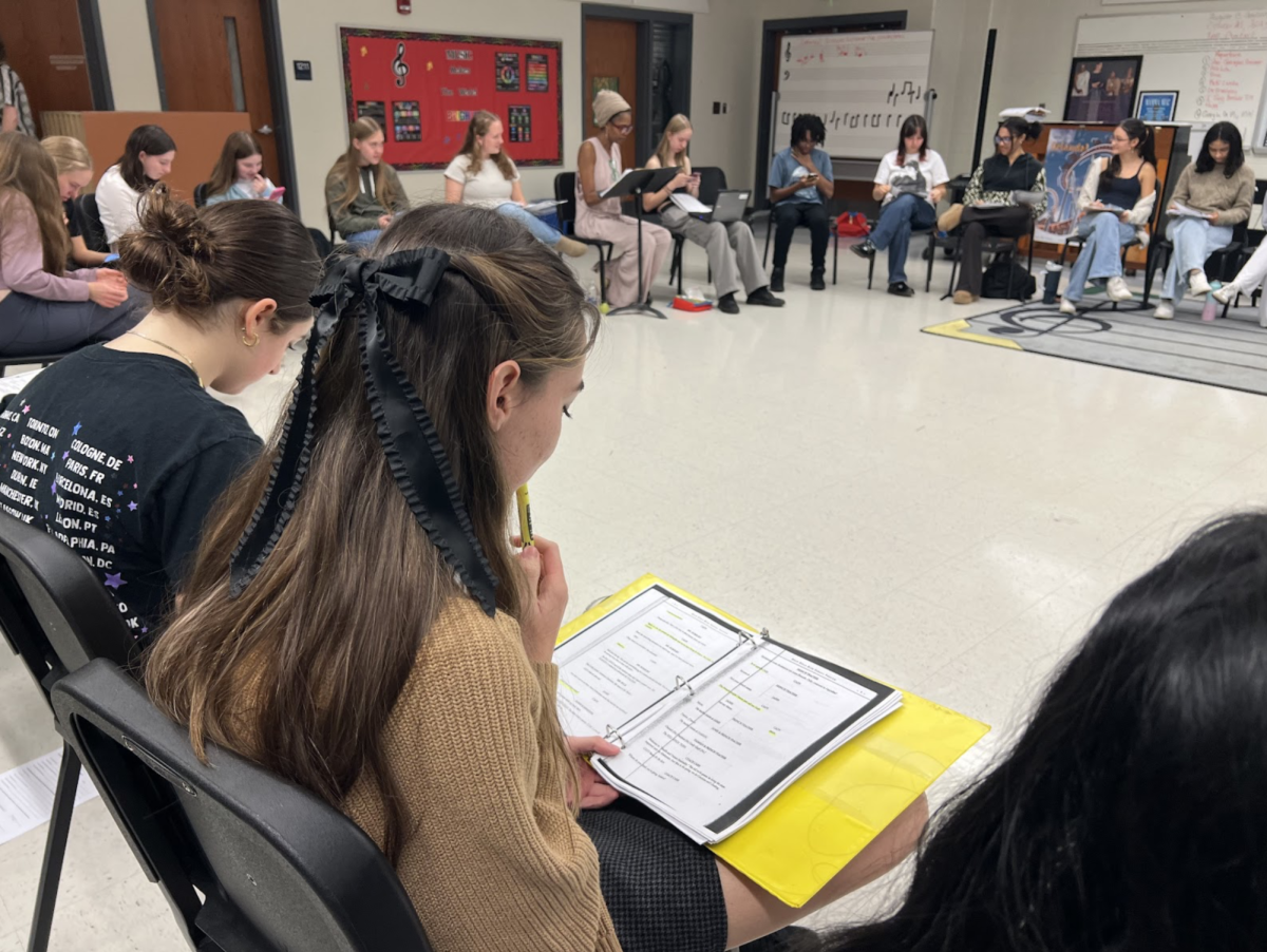The cast of Mean Girls during the read-through. Photo by Noa Zilber.