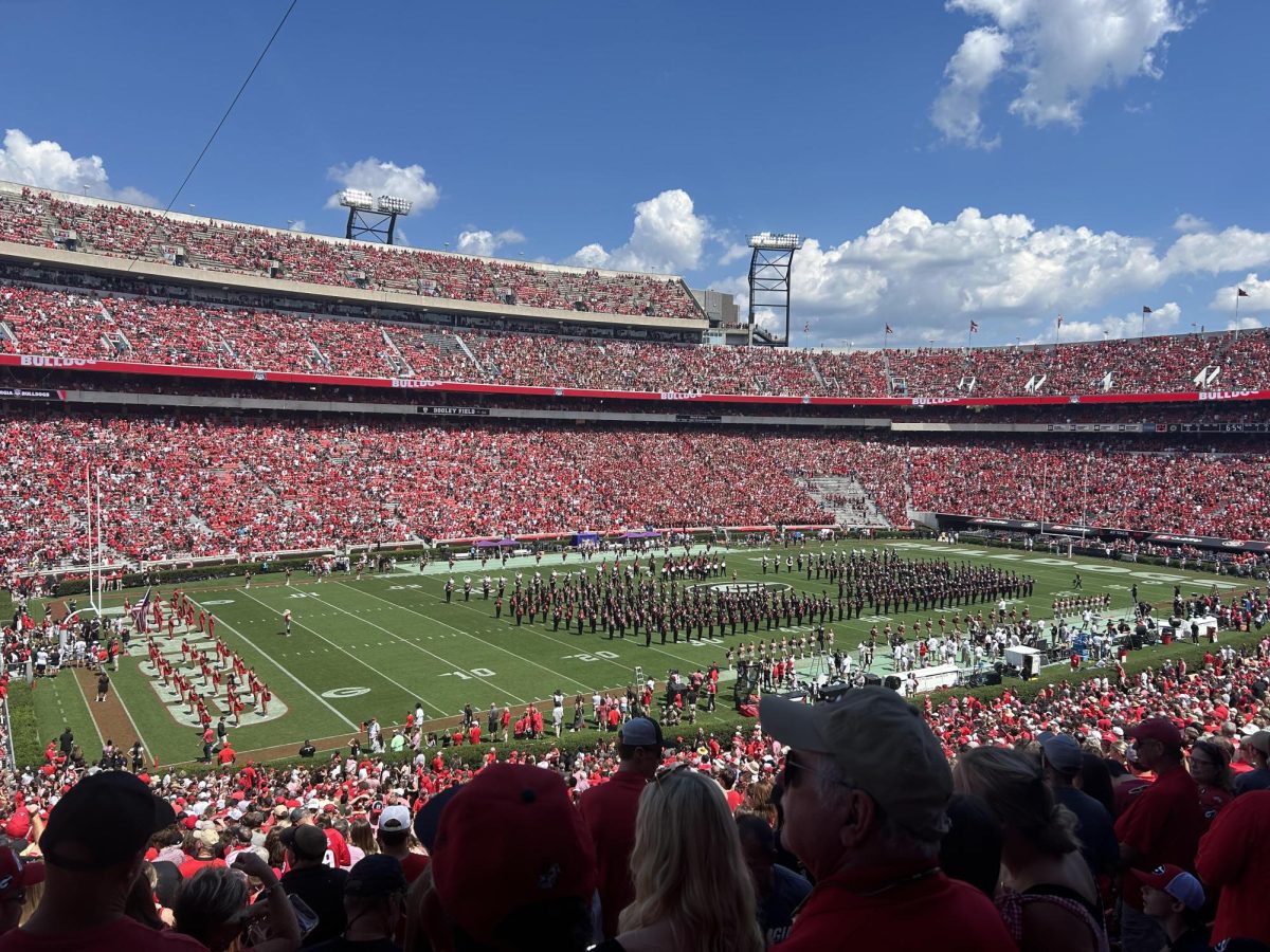 The Georgia Bulldogs playing at Sanford Stadium. Photo by Mallory Williams.