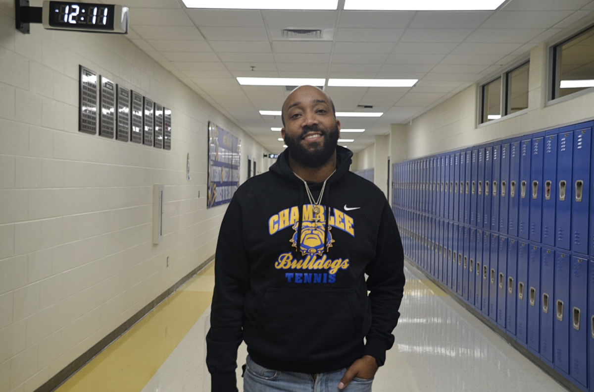 Mr. Renaldo pictured in the Chamblee hallway. Photo by Michael Bryant.