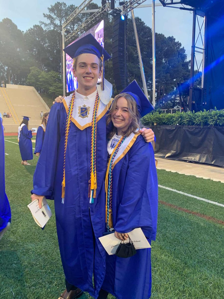 Lucy Roberts ('21) and James Hardy ('21) at CHS graduation. Photo Courtesy of Lucy Roberts.