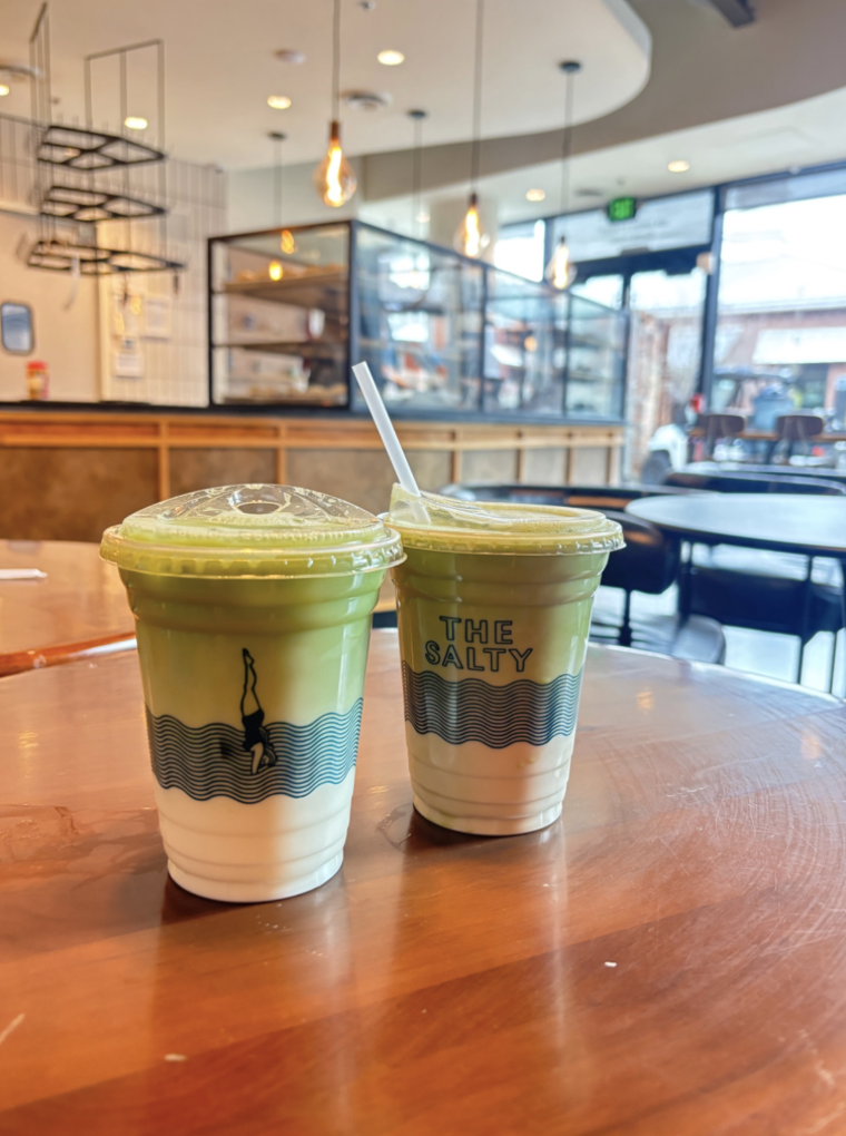 Iced matcha lattes from Salty Donut Cafe. Photo by Anna Kate Flood.