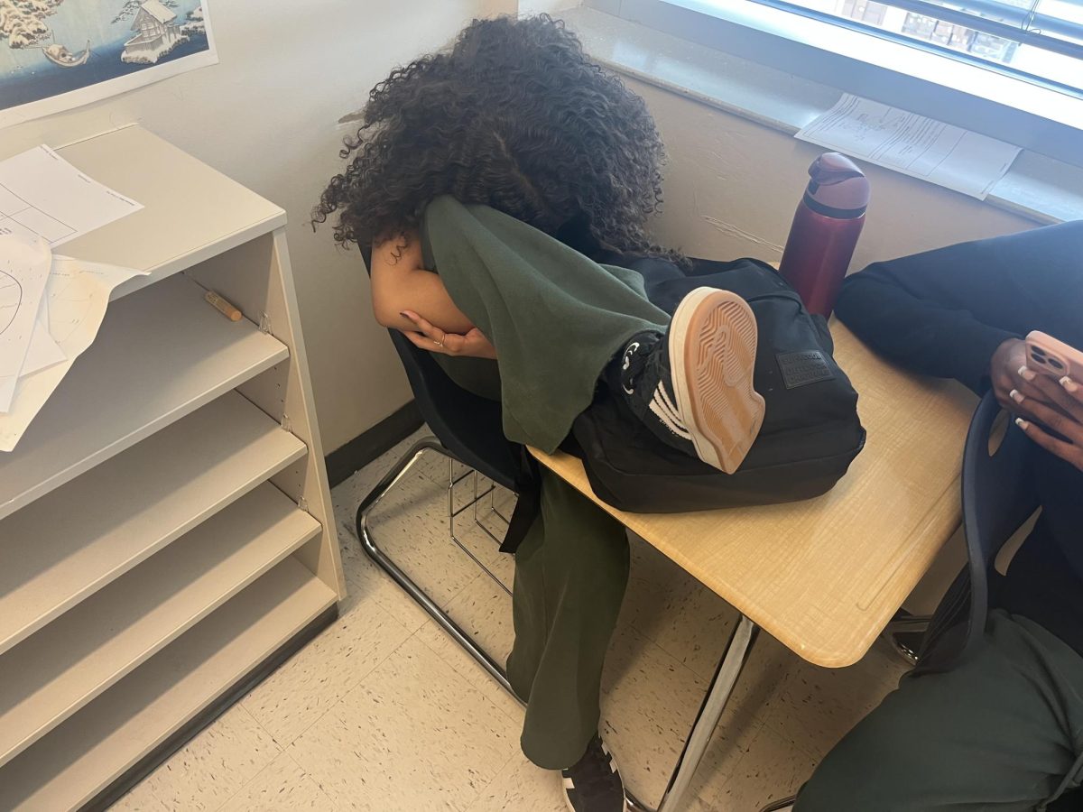 Layla Sykes ('26) trying to survive second semester senior year. Photo by Ellie Owens.