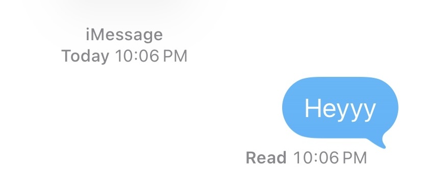 A text sent during a talking stage that was read immediately. Photo by Ellie Owens.
